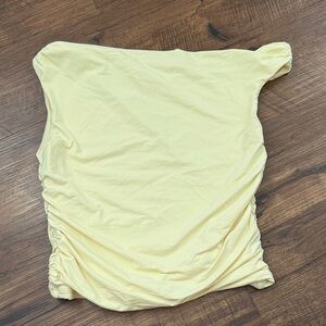 Chic Light Yellow Ruched Top